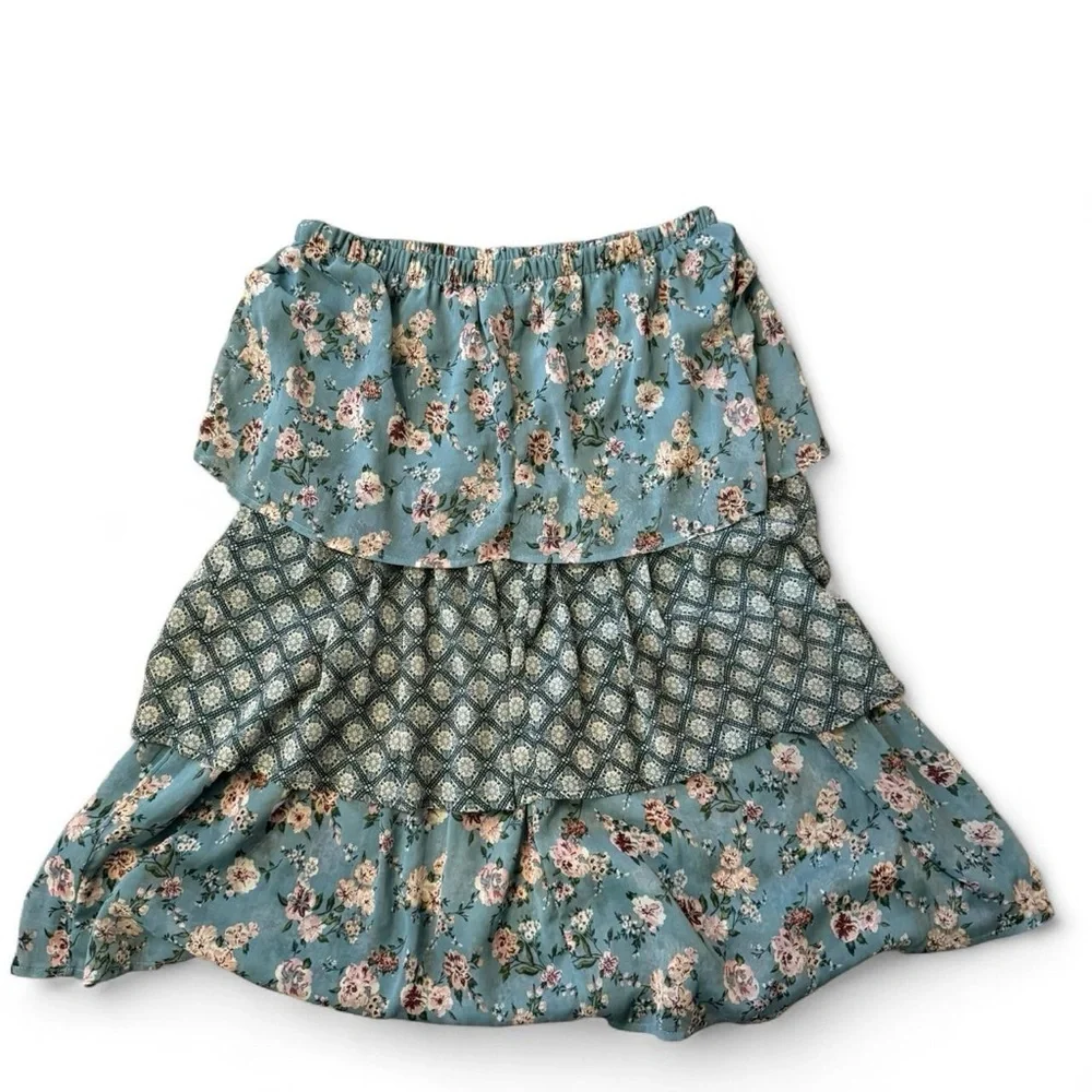 Elegant Floral Maxi Skirt - Teal - Picture 8 of 8